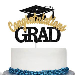 lot 14005 image: Calarjeta Congratulations Grad Cake Topper Black and Gold