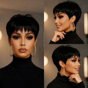 lot 14020 image: OYM HAIR Pixie Cut Wig Brazilian Human Hair