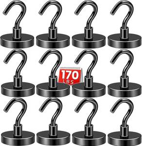 lot 14436 image: DIYMAG Magnetic Hooks 170lbs Heavy Duty 12 Pack