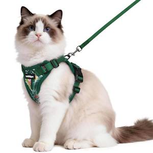 lot 14443 image: rabbitgoo Cat Harness and Leash Set, Rainforest Green