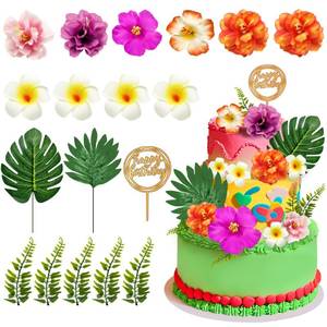 lot 14461 image: Firleayo 18-Piece Hawaiian Flower Cake Decorations Set