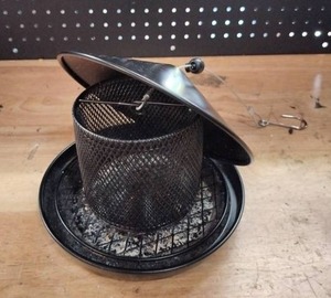 lot 17132 image: Black Bird Feeder with Lid and Hook, 6 x 6 Inches
