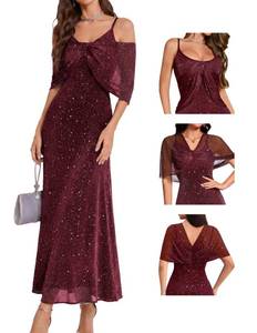 lot 18342 image: BeryLove Womens Sequin Formal Dress Burgundy M