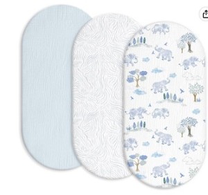 lot 20020 image: Cllquen Baby Muslin Bassinet Sheets 33x17x4 inches 3-pack