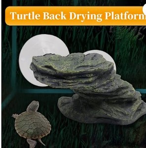 lot 1404 image: Turtle Basking Platform with 2 Strong Suction Cups, Resin Rock Climbing