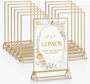 lot 7568 image: EHWINE 12 Pack 5x7 Gold Acrylic Sign Holders