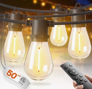 lot 7586 image: Addlon 50FT LED Outdoor String Lights with Dimmer