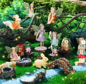 lot 17126 image: 19 Pcs Fairy Garden Kit, Miniature Fairy Garden Accessories Outdoor