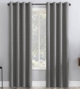 lot 17130 image: Gray Blackout Curtain Panels w Grommet Eyelets 85 Inches long x 50 Inches wide