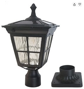 lot 7567 image: Kemeco Solar Post Light Outdoor Black LED Lantern