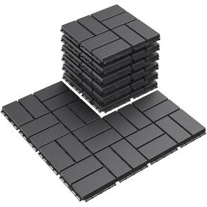 lot 1175 image: Goovilla Plastic Interlocking Deck Tiles, 9 Pack 12x12, Dark Grey