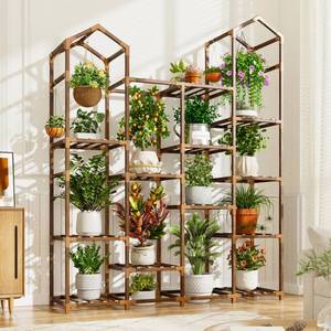 lot 1182 image: EnHomee Tall Plant Stand, Tiered Wood Shelf for Indoor & Outdoor