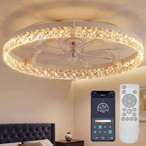 lot 1187 image: A 24 Ceiling Fan with Light, Flush Mount, Remote Control, White