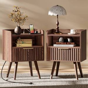 lot 1215 image: Huuger Nightstand Set of 2 with Charging Station, USB-C Port, End Tables