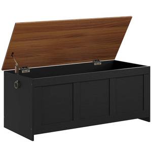 lot 1219 image: HOOBRO 47.2 Large Storage Bench, Retro Storage Chest with Safety Hinge, Wooden Storage Trunk, Toy Chest with Lift Top for Bedroom, Living Room, Entryway, Black and Walnut BH412CW01