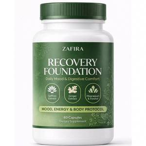 lot 2004 image: Zafira Recovery Foundation Mood & Digestive Support Capsules with Saffron Extract, Ginger Extract, Magnesium & Inositol, Daily Support for Focus, Mood, Energy & Gut Comfort, Non-GMO, 60 Capsules