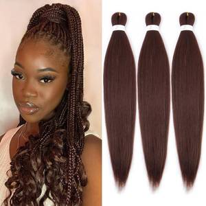 lot 2433 image: Chocolate Brown Braiding Hair Pre Stretched 16 Inch 3 Packs 33# Pre-stretched Braiding Hair EZ Braid Synthetic Hair Extensions for Crochet Box Braids