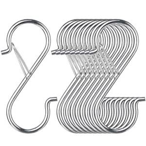 lot 2459 image: A 12 PCS S Hooks for Hanging with Safety Buckle, Heavy Duty Metal S Hooks