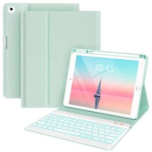 lot 2466 image: Keyboard case for iPad 5th6th Generation 20172018, 9.7 Inch iPad Air 2 Case with Keyboard, Removable Wireless Backlit Keyboard Detachable, Folio Smart Cover, Tablet Case with Pencil Holder(Green)