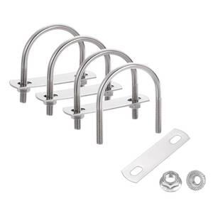 lot 2478 image: uxcell 4 Set 1-34 Inner Wide Round U Bolts, 2-12 Length 304 Stainless Steel U-Bolts with Flange Hexagon Nuts, Frame Plates for Trailer, Automotive, (45mm W x 63.6mm L)