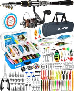 lot 2479 image: PLUSINNO Collapsible Telescopic Fishing Rod Pole and Reel Combo Starter Kit