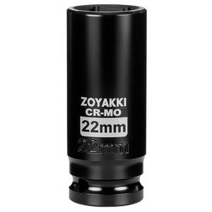 lot 6060 image: Zoyakki 12 Drive 22mm Deep 6 Pt CR-MO Impact Socket