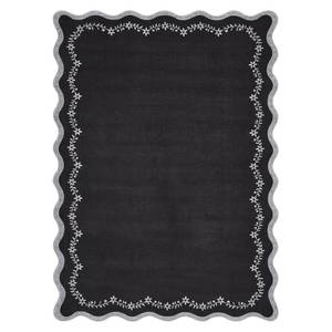 lot 7614 image: GarveeHome 5x7 Scalloped Area Rug Black