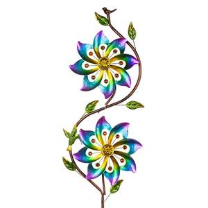 lot 7616 image: VEWOGARDEN Metal Flower Wind Spinner Garden Stake