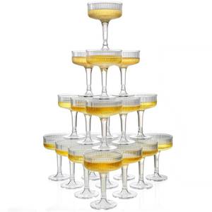 lot 7622 image: Goodluck 4-Tier Champagne Tower - 20pc 7oz Flutes