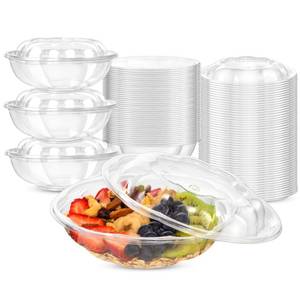 lot 7639 image: Fit Meal Prep 50-Pack 24 oz Clear Salad Bowls with Lids