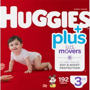 lot 7645 image: Huggies Plus Diapers Size 3 (16-28 Pounds) 192 Count