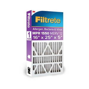 lot 7646 image: Filtrete 16x25x5 HVAC Furnace Air Filter MPR 1550