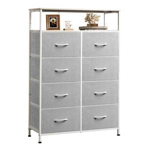 lot 7655 image: WLIVE 8-Drawer Fabric Dresser with Open Shelves