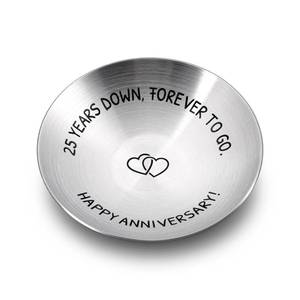 lot 8184 image: ACCOLIAMBER Stainless Steel Ring Dish 25th Anniversary