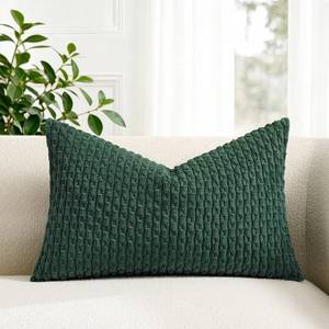 lot 8206 image: K Kevin Textile Corduroy Lumbar Pillow Cover 12x20 Army Green