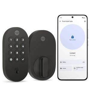 lot 9585 image: Yale Keyed Deadbolt Smart Lock with Google Matter, Matte Black