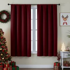 lot 9596 image: Simplebrand Ava Burgundy Blackout Curtains for Bedroom 63 Inch Length 2 Panels Set, Nursery Thermal Insulated Energy Saving Rod Pocket Window Treatment Curtains Blackout Drapes, W40 x L63 Inch