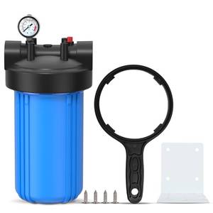 lot 9613 image: PUREPLUS Whole House Water Filter Housing, 10x4.5, Pressure Gauge, 1 NPT