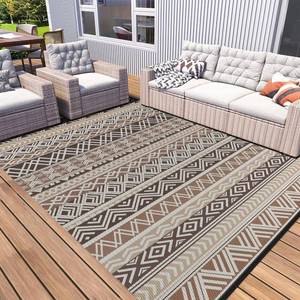 lot 9618 image: MontVoo Outdoor Rug Carpet Waterproof-Patio Rug Mat 5x8 Reversible RV Outdoor Camping Rugs Picnic Beach Mats Plastic Straw Outside Rugs for Balcony Porch Pool Deck Boho Patio Decor