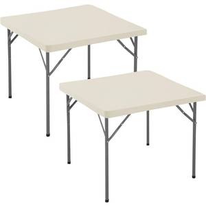 lot 10123 image: Card Table Covers Square Fitted Elastic Table Cloth-2 Pack Cream 34x34 Inch