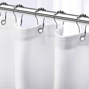 lot 10126 image: NEATERIZE Shower Curtain White - Hotel Style Shower Curtains for Bathroom with Waffle Design, 72x72 Inches - White Fabric Shower Curtain - Cortinas de Ba�o Elegantes