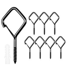 lot 10132 image: Uiyicil 4in Black Screw Hooks for Hanging, Heavy Duty Safety Buckle, 8 Pcs