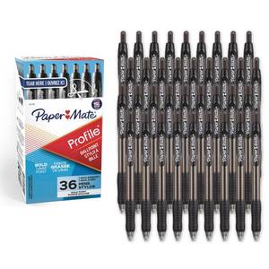 lot 10157 image: Paper Mate Profile Retractable Ballpoint Pens, Bold Point (1.4mm), Black, 36 Count - Office Supplies, Comfortable Grip, Everyday Writing