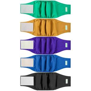 lot 10166 image: wegreeco Small Dog Diapers Male,Reusable Belly Bands for Male Dogs,Washable Doggie Puppy Diapers Wraps,Medium Large Size(5 Pack, Purple Gold, Medium)