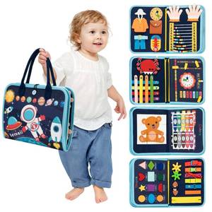 lot 10167 image: Montessori Busy Board & Busy Book for Toddlers with 20 Learning Activities, Sensory Activity Toy for Fine Motor Skills, Montessori Learning Toy, Quiet Travel Toy for Airplane & Car, Birthday Gift