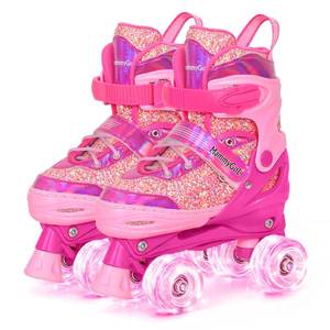 lot 13363 image: MammyGol Kids Roller Skates, 4-Size Adjustable Light Up Wheels
