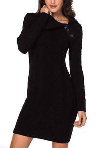 lot 13375 image: BLENCOT Womens Turtleneck Cable Knit Sweater Dress, Size M