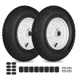 lot 13381 image: LotFancy 4.804.00-8 Pneumatic Wheelbarrow Tire and Wheel, 2-Pack