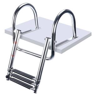 lot 13387 image: Marinebaby 3-Step Stainless Steel Folding Pontoon Boat Ladder  Retail $178.99