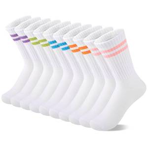 lot 13390 image: Comfoex Girls Crew Cotton Socks 10-Pair Striped
